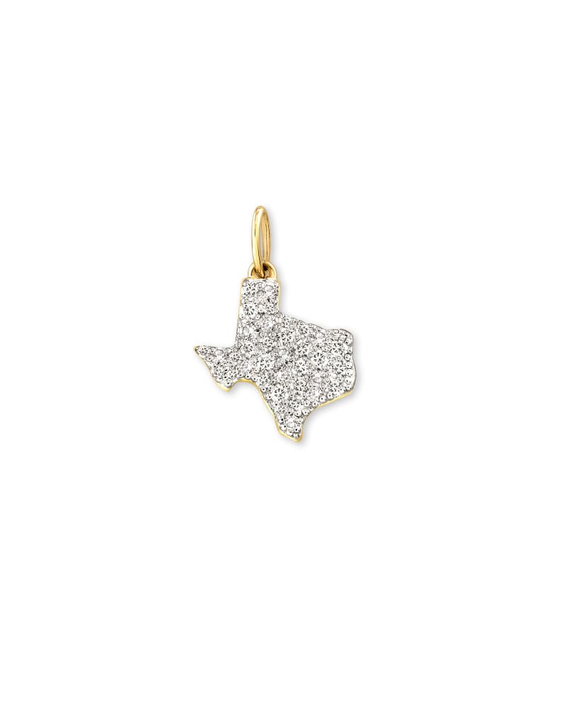 Pave State of Texas 14k Yellow Gold Charm in White Diamond image number 0